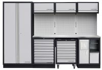 Mobilio 4-Elemente Werkstatt Schrankwand INOX